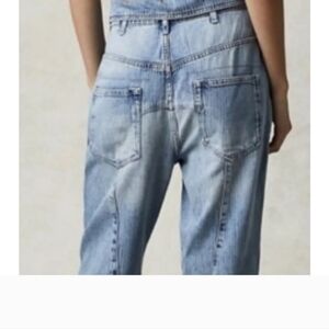 We the Free Free People Noah Foldover Harem Jeans Pleated Railroad Stripe Xl